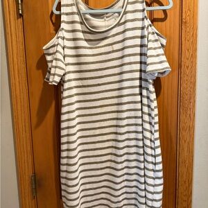 Striped Cold Shoulder Dress